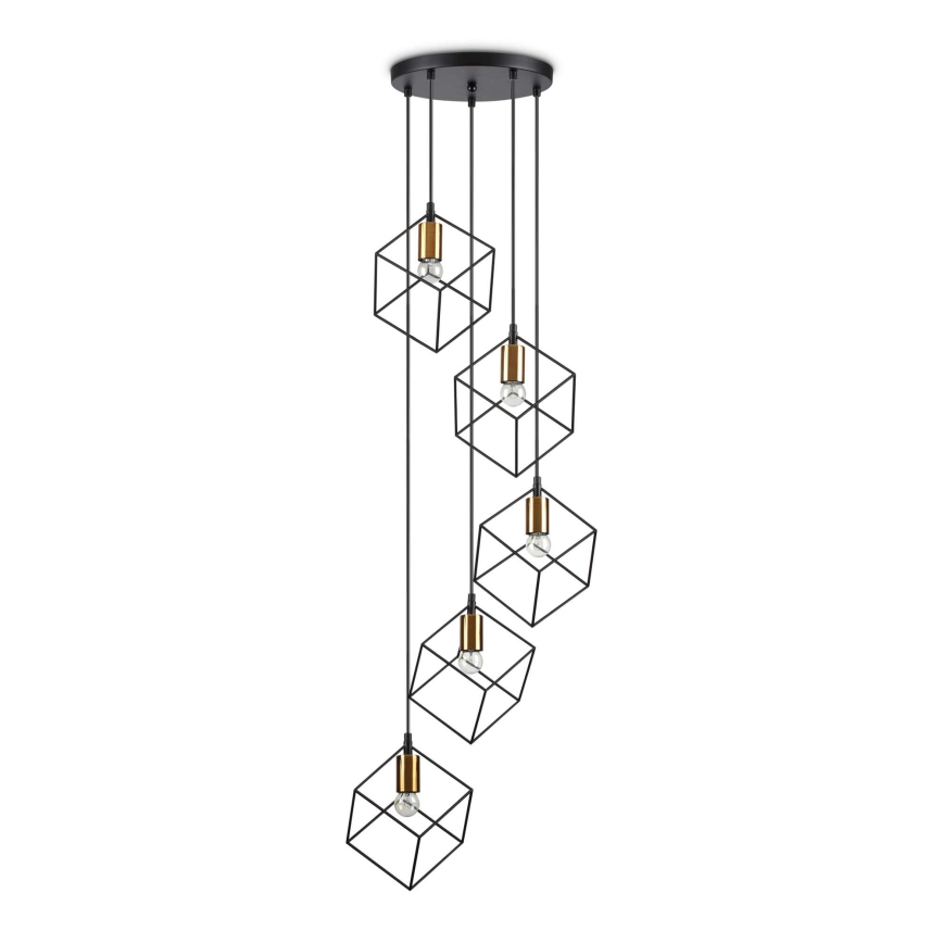Ideal Lux - Kattokruunu johdossa ICE 5xE27/60W/230V halkaisija 50 cm musta