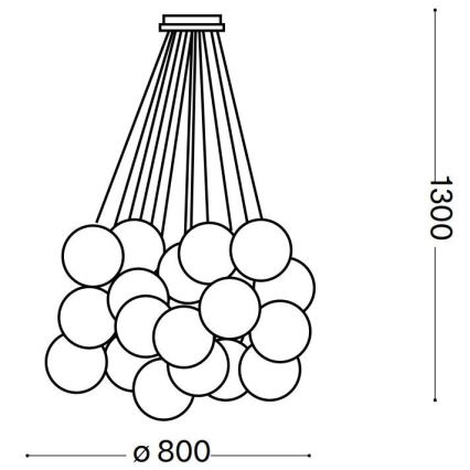Ideal Lux - Kattokruunu johdossa MAPA PLUS 22xE14/40W/230V