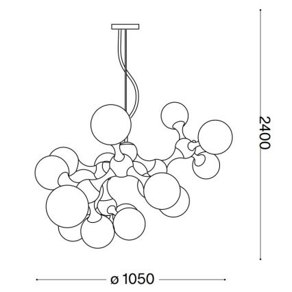 Ideal Lux - Kattokruunu johdossa NODI 15xE14/28W/230V messinki