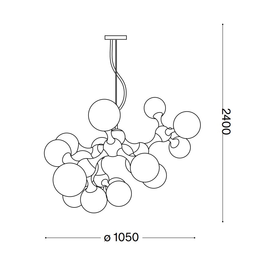 Ideal Lux - Kattokruunu johdossa NODI 15xE14/28W/230V messinki