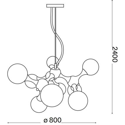 Ideal Lux - Kattokruunu johdossa NODI 9xE14/28W/230V messinki