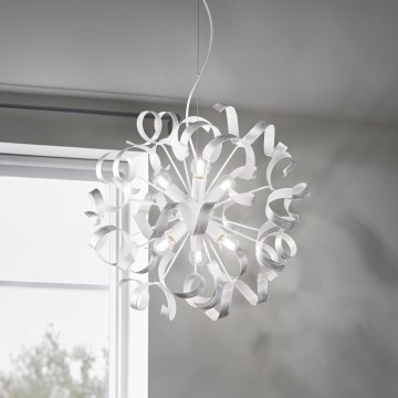 Ideal Lux - Kattokruunu johdossa VORTEX 6xE14/40W/230V halkaisija 53 cm hopea/patina