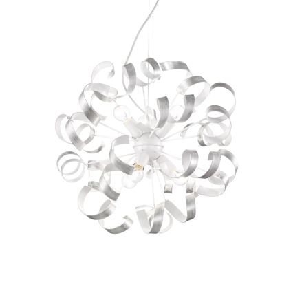 Ideal Lux - Kattokruunu johdossa VORTEX 6xE14/40W/230V halkaisija 53 cm hopea/patina