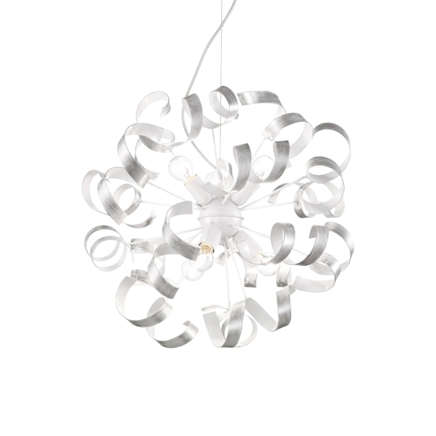 Ideal Lux - Kattokruunu johdossa VORTEX 6xE14/40W/230V halkaisija 53 cm hopea/patina