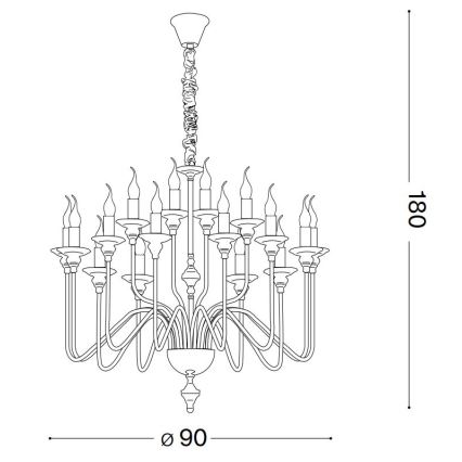Ideal Lux - Kattokruunu ketjussa ARTU 16xE14/40W/230V halkaisija 90 cm kiiltävä kromi