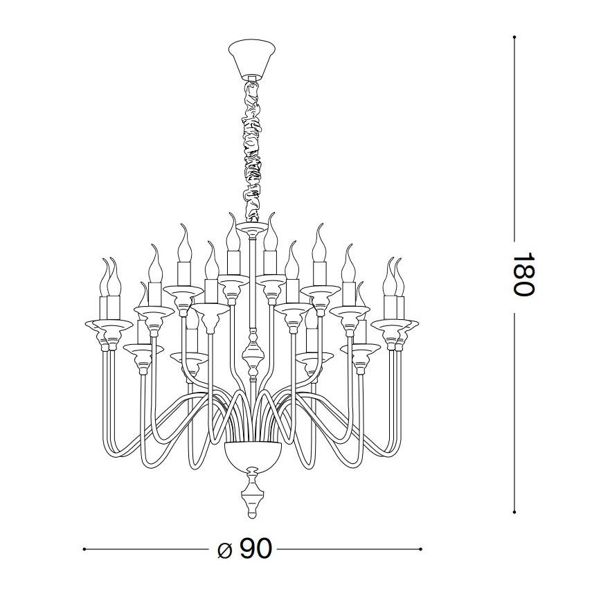 Ideal Lux - Kattokruunu ketjussa ARTU 16xE14/40W/230V halkaisija 90 cm kiiltävä kromi