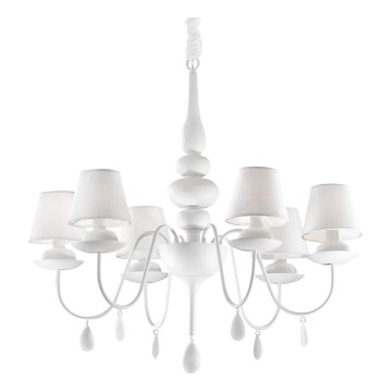 Ideal Lux - Kattokruunu ketjussa BLANCHE 6xE14/40W/230V halkaisija 75 cm valkoinen