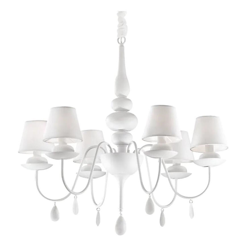 Ideal Lux - Kattokruunu ketjussa BLANCHE 6xE14/40W/230V halkaisija 75 cm valkoinen