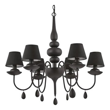 Ideal Lux - Kattokruunu ketjussa BLANCHE 6xE14/4W/230V halkaisija 75 cm musta