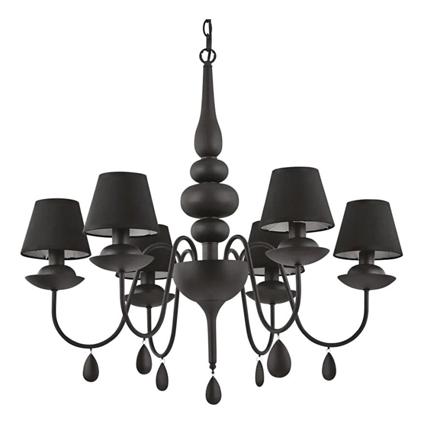 Ideal Lux - Kattokruunu ketjussa BLANCHE 6xE14/4W/230V halkaisija 75 cm musta