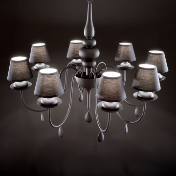 Ideal Lux - Kattokruunu ketjussa BLANCHE 8xE14/40W/230V halkaisija 92 cm musta