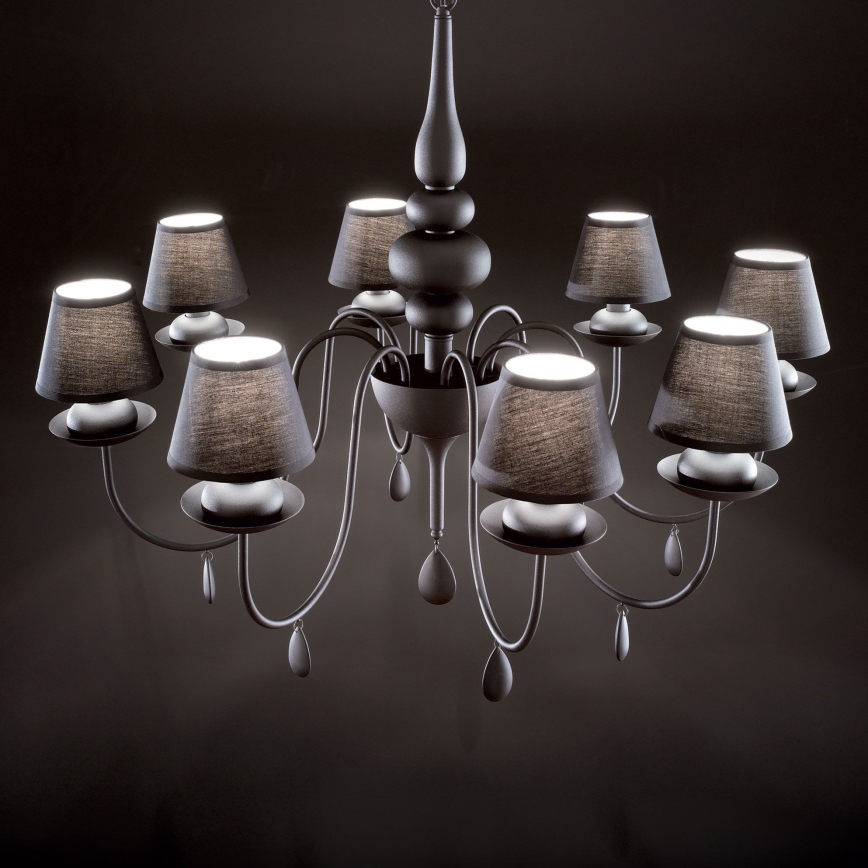 Ideal Lux - Kattokruunu ketjussa BLANCHE 8xE14/40W/230V halkaisija 92 cm musta