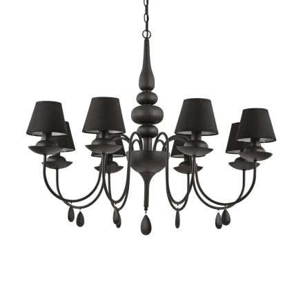 Ideal Lux - Kattokruunu ketjussa BLANCHE 8xE14/40W/230V halkaisija 92 cm musta
