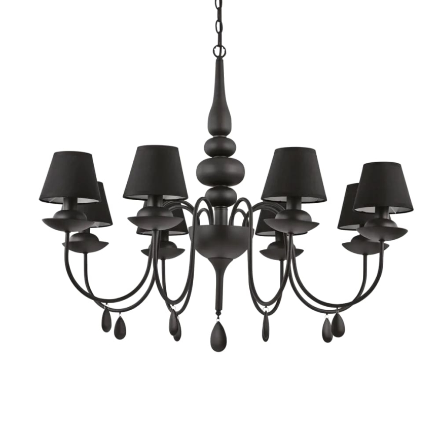 Ideal Lux - Kattokruunu ketjussa BLANCHE 8xE14/40W/230V halkaisija 92 cm musta