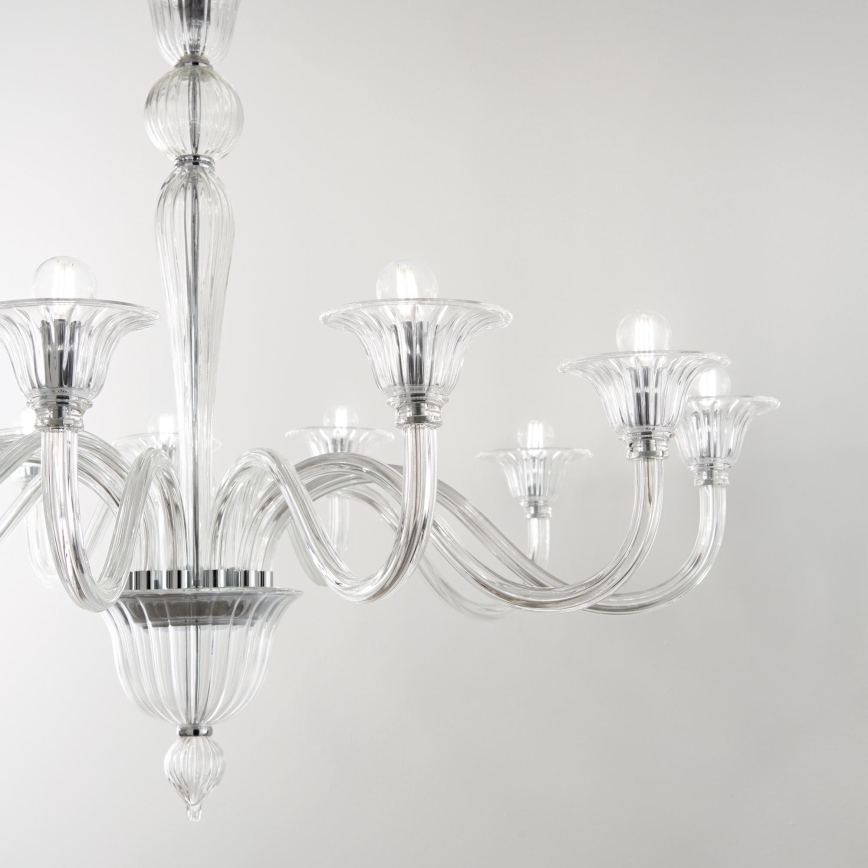 Ideal Lux - Kattokruunu ketjussa BRIGITTA 12xE14/40W/230V halkaisija 120 cm läpinäkyvä