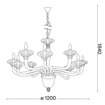 Ideal Lux - Kattokruunu ketjussa BRIGITTA 12xE14/40W/230V halkaisija 120 cm läpinäkyvä