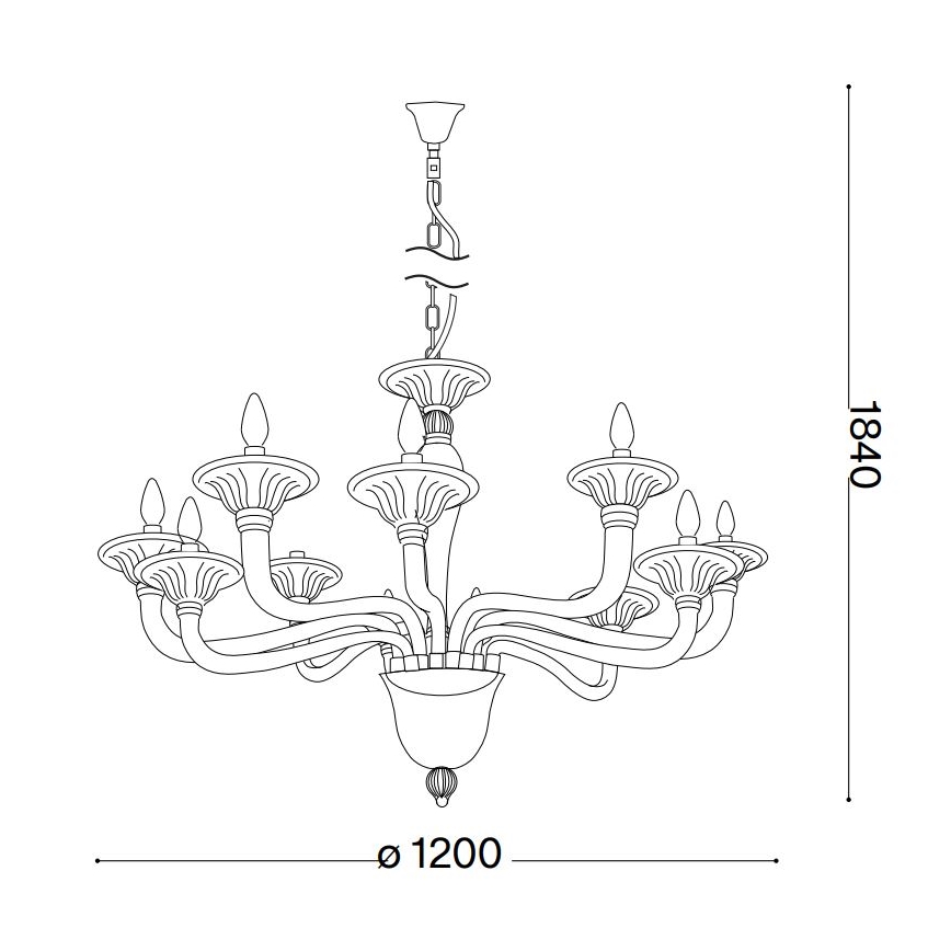Ideal Lux - Kattokruunu ketjussa BRIGITTA 12xE14/40W/230V halkaisija 120 cm läpinäkyvä
