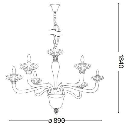 Ideal Lux - Kattokruunu ketjussa BRIGITTA 8xE14/40W/230V halkaisija 89 cm messinki