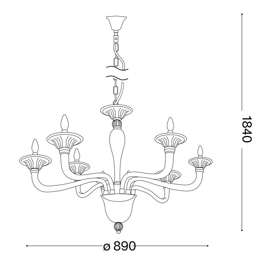 Ideal Lux - Kattokruunu ketjussa BRIGITTA 8xE14/40W/230V halkaisija 89 cm messinki