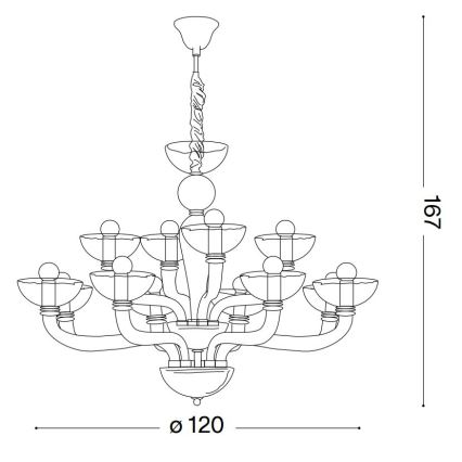 Ideal Lux - Kattokruunu ketjussa CASANOVA 16xE14/40W/230V halkaisija 120 cm harmaa