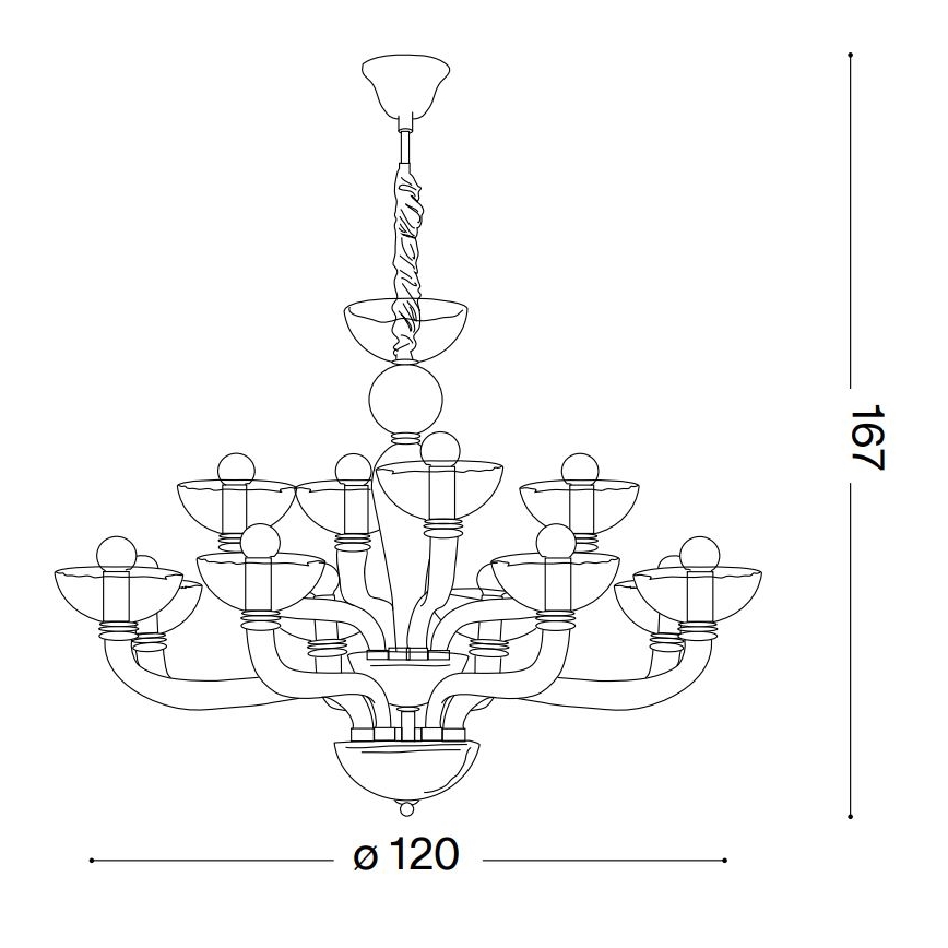 Ideal Lux - Kattokruunu ketjussa CASANOVA 16xE14/40W/230V halkaisija 120 cm harmaa
