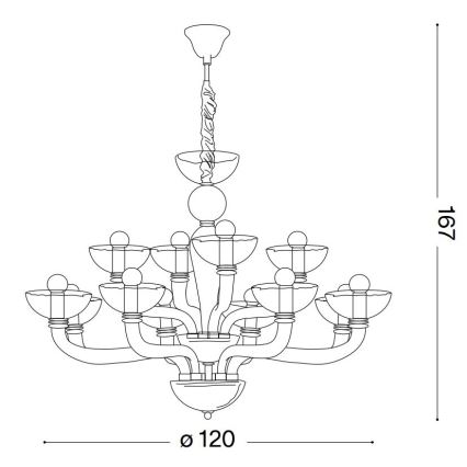 Ideal Lux - Kattokruunu ketjussa CASANOVA 16xE14/40W/230V halkaisija 120 cm läpinäkyvä