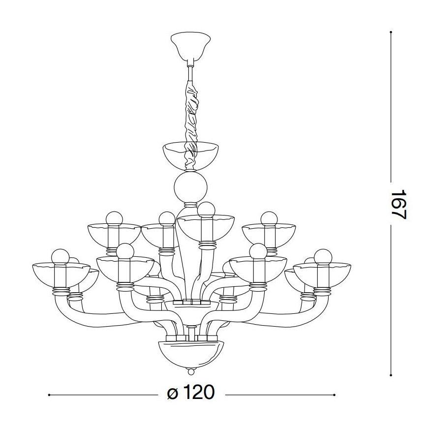 Ideal Lux - Kattokruunu ketjussa CASANOVA 16xE14/40W/230V halkaisija 120 cm läpinäkyvä