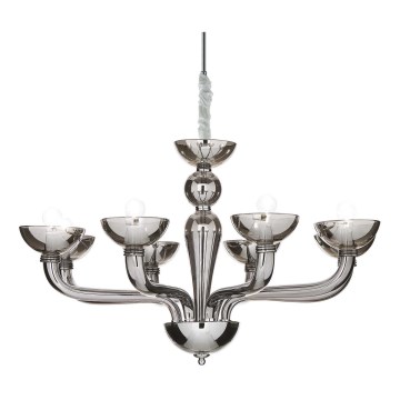 Ideal Lux - Kattokruunu ketjussa CASANOVA 8xE14/40W/230V halkaisija 88 cm harmaa