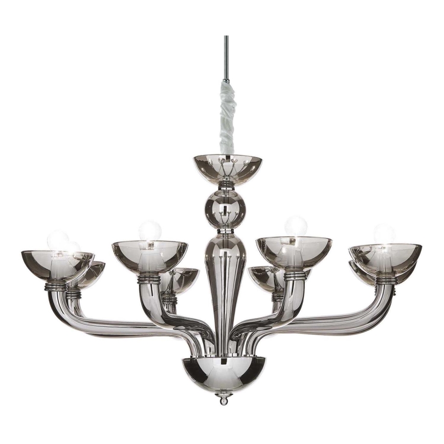 Ideal Lux - Kattokruunu ketjussa CASANOVA 8xE14/40W/230V halkaisija 88 cm harmaa