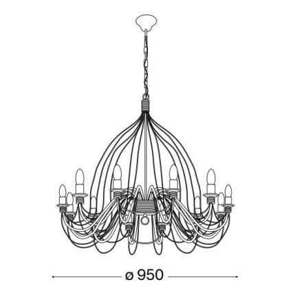 Ideal Lux - Kattokruunu ketjussa CORTE 12xE14/40W/230V halkaisija 95 cm kupari