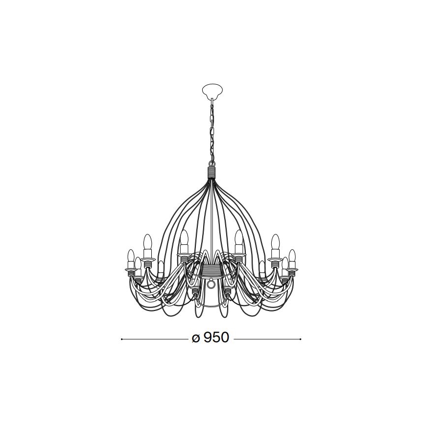 Ideal Lux - Kattokruunu ketjussa CORTE 12xE14/40W/230V halkaisija 95 cm kupari
