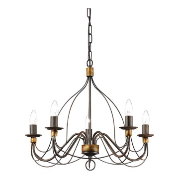 Ideal Lux - Kattokruunu ketjussa CORTE 5xE14/40W/230V halkaisija 54 cm kupari