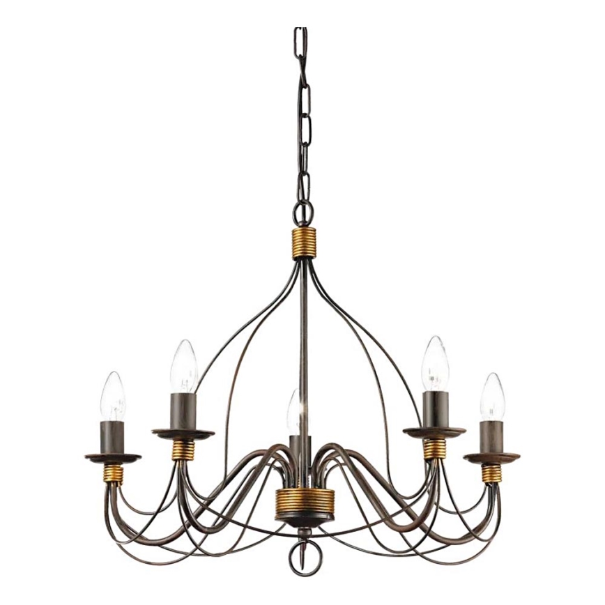 Ideal Lux - Kattokruunu ketjussa CORTE 5xE14/40W/230V halkaisija 54 cm kupari