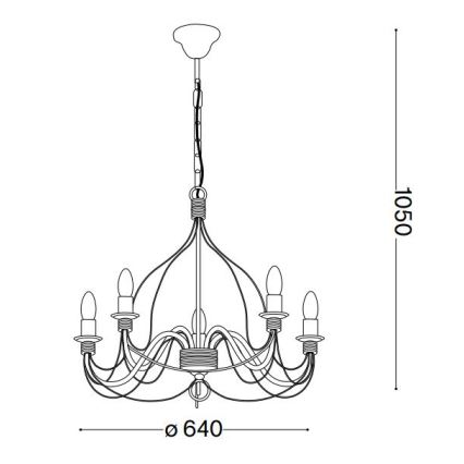Ideal Lux - Kattokruunu ketjussa CORTE 5xE14/40W/230V halkaisija 54 cm kupari