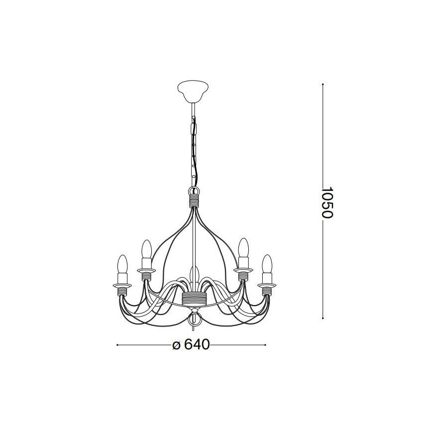 Ideal Lux - Kattokruunu ketjussa CORTE 5xE14/40W/230V halkaisija 54 cm kupari