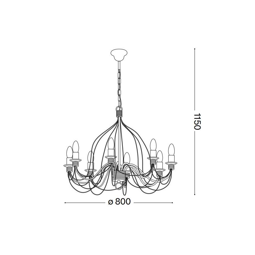 Ideal Lux - Kattokruunu ketjussa CORTE 8xE14/40W/230V halkaisija 80 cm kupari