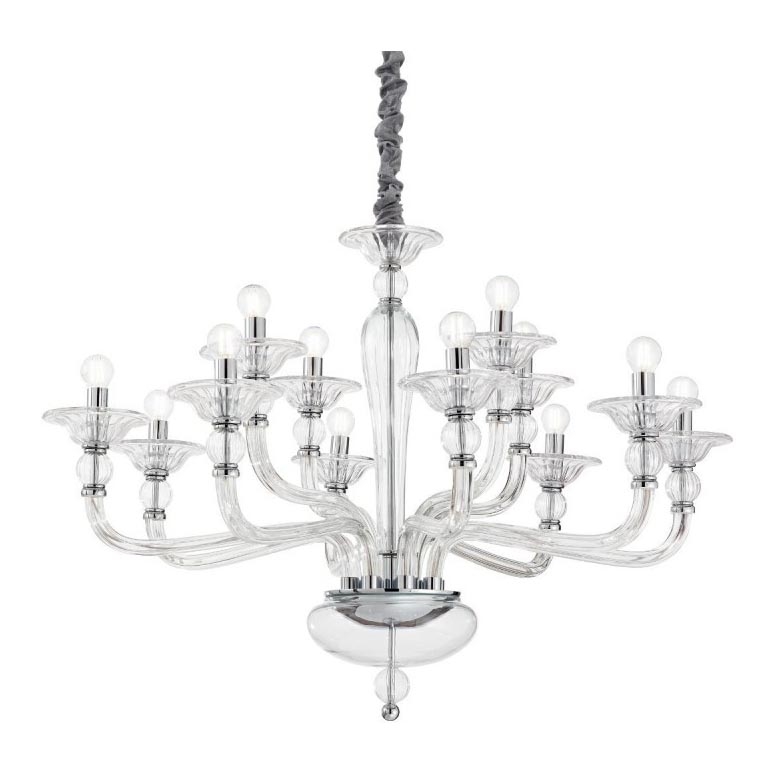Ideal Lux - Kattokruunu ketjussa DANIELI 12xE14/40W/230V halkaisija 94 cm läpinäkyvä
