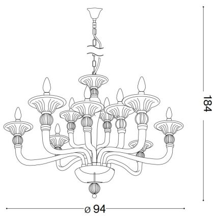 Ideal Lux - Kattokruunu ketjussa DANIELI 12xE14/40W/230V halkaisija 94 cm läpinäkyvä