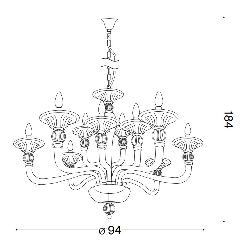 Ideal Lux - Kattokruunu ketjussa DANIELI 12xE14/40W/230V halkaisija 94 cm läpinäkyvä