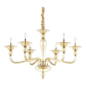 Ideal Lux - Kattokruunu ketjussa DANIELI 6xE14/40W/230V halkaisija 85 cm messinki