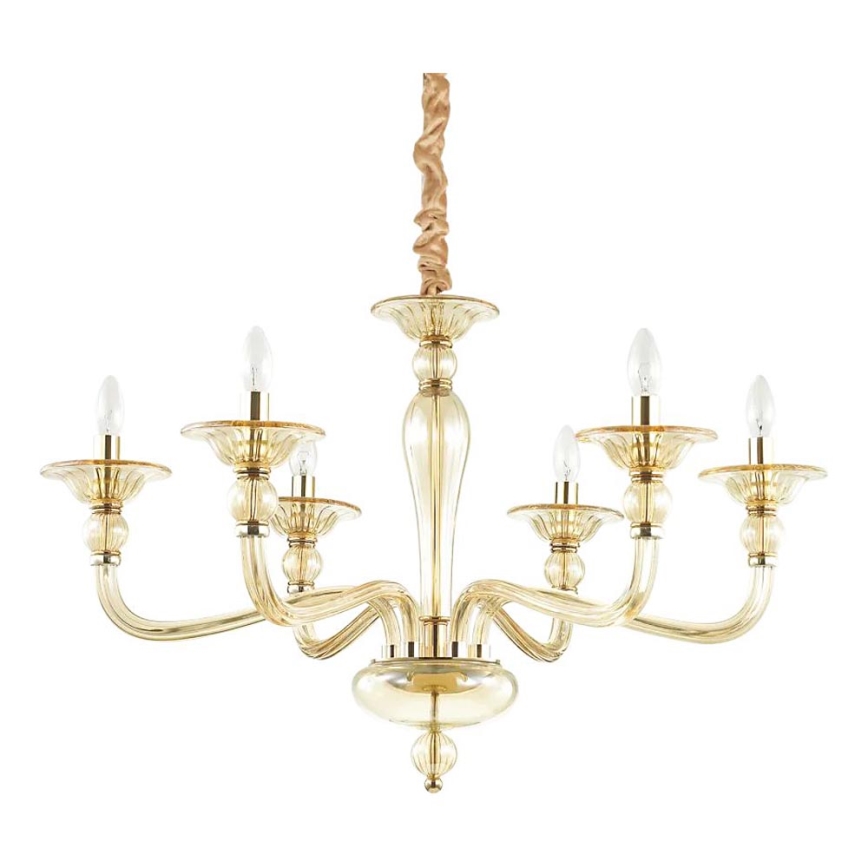 Ideal Lux - Kattokruunu ketjussa DANIELI 6xE14/40W/230V halkaisija 85 cm messinki
