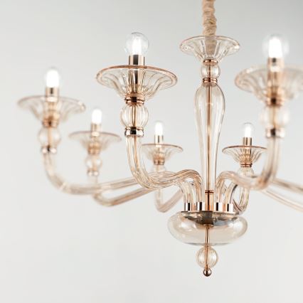 Ideal Lux - Kattokruunu ketjussa DANIELI 6xE14/40W/230V halkaisija 85 cm messinki