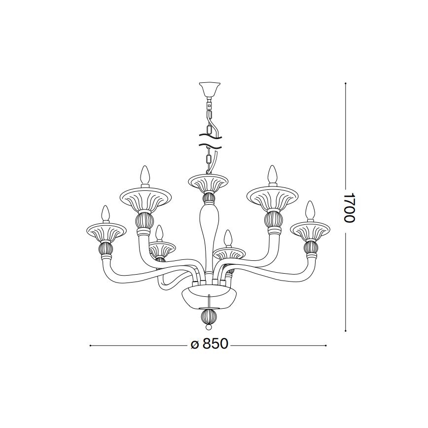 Ideal Lux - Kattokruunu ketjussa DANIELI 6xE14/40W/230V halkaisija 85 cm messinki