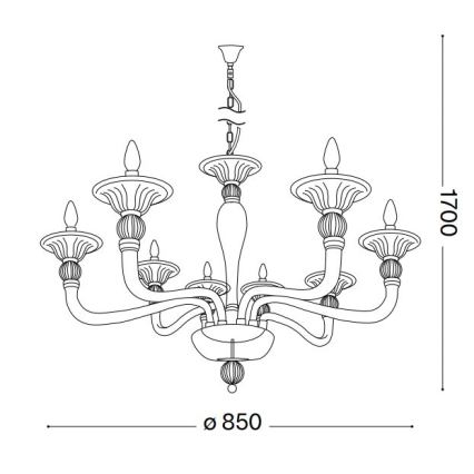 Ideal Lux - Kattokruunu ketjussa DANIELI 8xE14/40W/230V halkaisija 85 cm messinki
