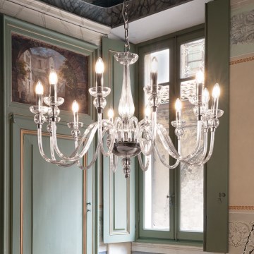 Ideal Lux - Kattokruunu ketjussa DOGE 12xE14/40W/230V halkaisija 91 cm kiiltävä kromi
