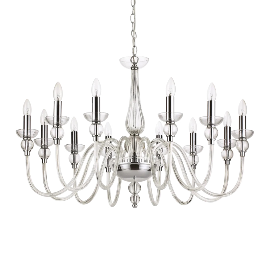Ideal Lux - Kattokruunu ketjussa DOGE 12xE14/40W/230V halkaisija 91 cm kiiltävä kromi