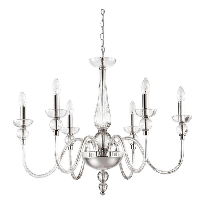 Ideal Lux - Kattokruunu ketjussa DOGE 6xE14/40W/230V halkaisija 75 cm kiiltävä kromi