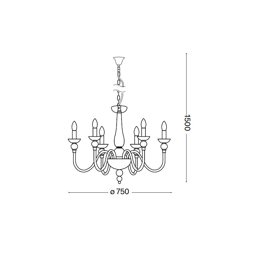 Ideal Lux - Kattokruunu ketjussa DOGE 6xE14/40W/230V halkaisija 75 cm kiiltävä kromi