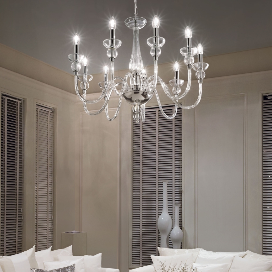 Ideal Lux - Kattokruunu ketjussa DOGE 9xE14/40W/230V halkaisija 75 cm kiiltävä kromi