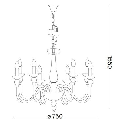 Ideal Lux - Kattokruunu ketjussa DOGE 9xE14/40W/230V halkaisija 75 cm kiiltävä kromi